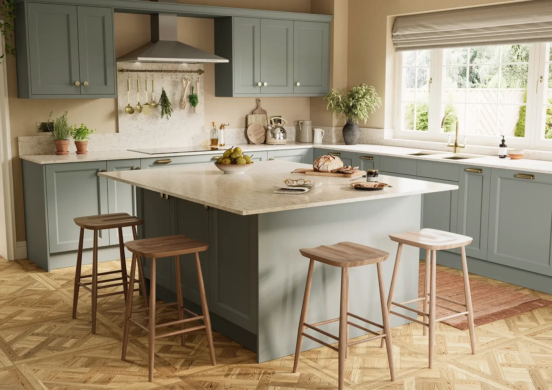 Shaker kitchen with Arundel Reed Green doors