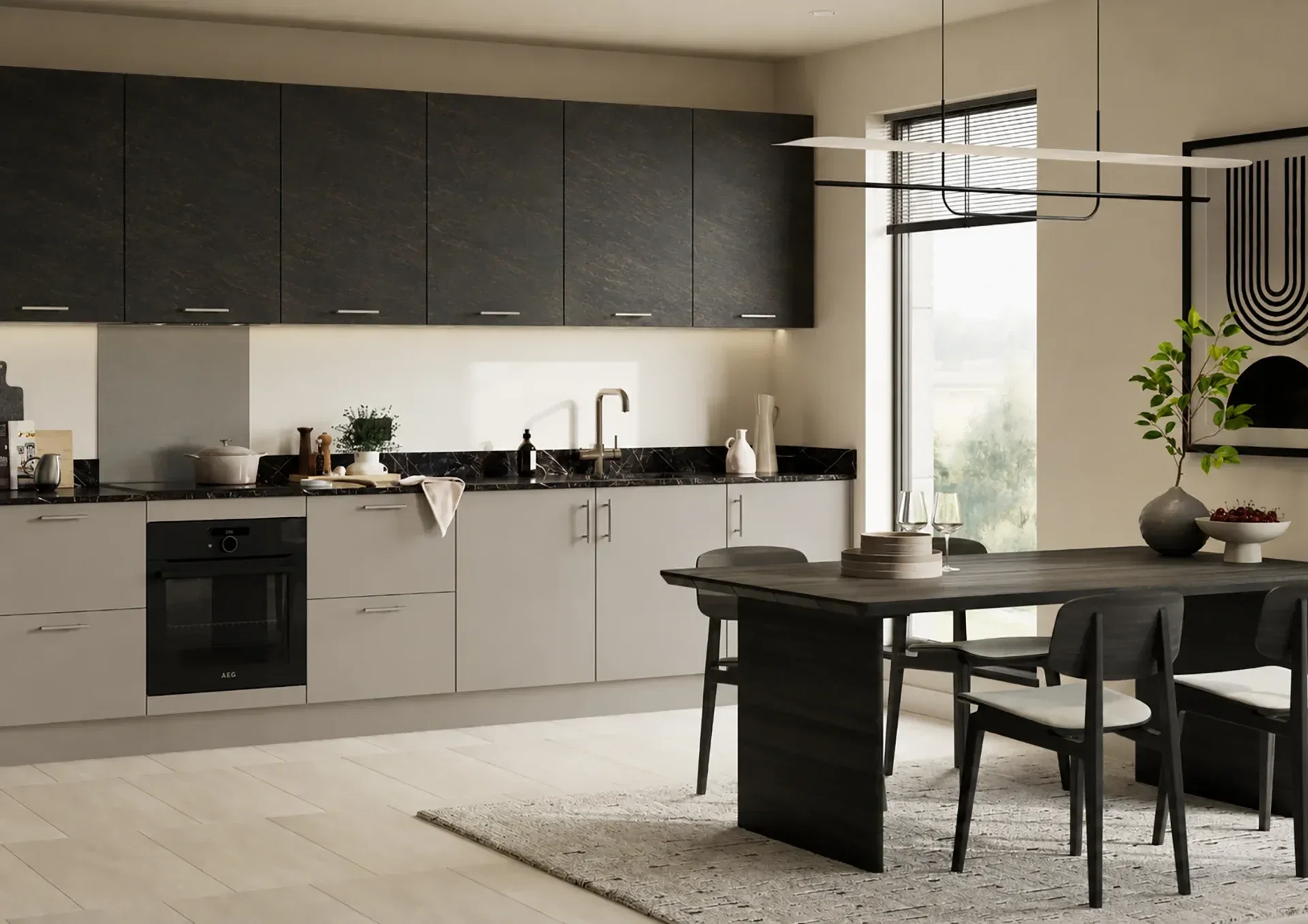Kitchen with Franklin Pebble and Hamilton Cupria Slate doors