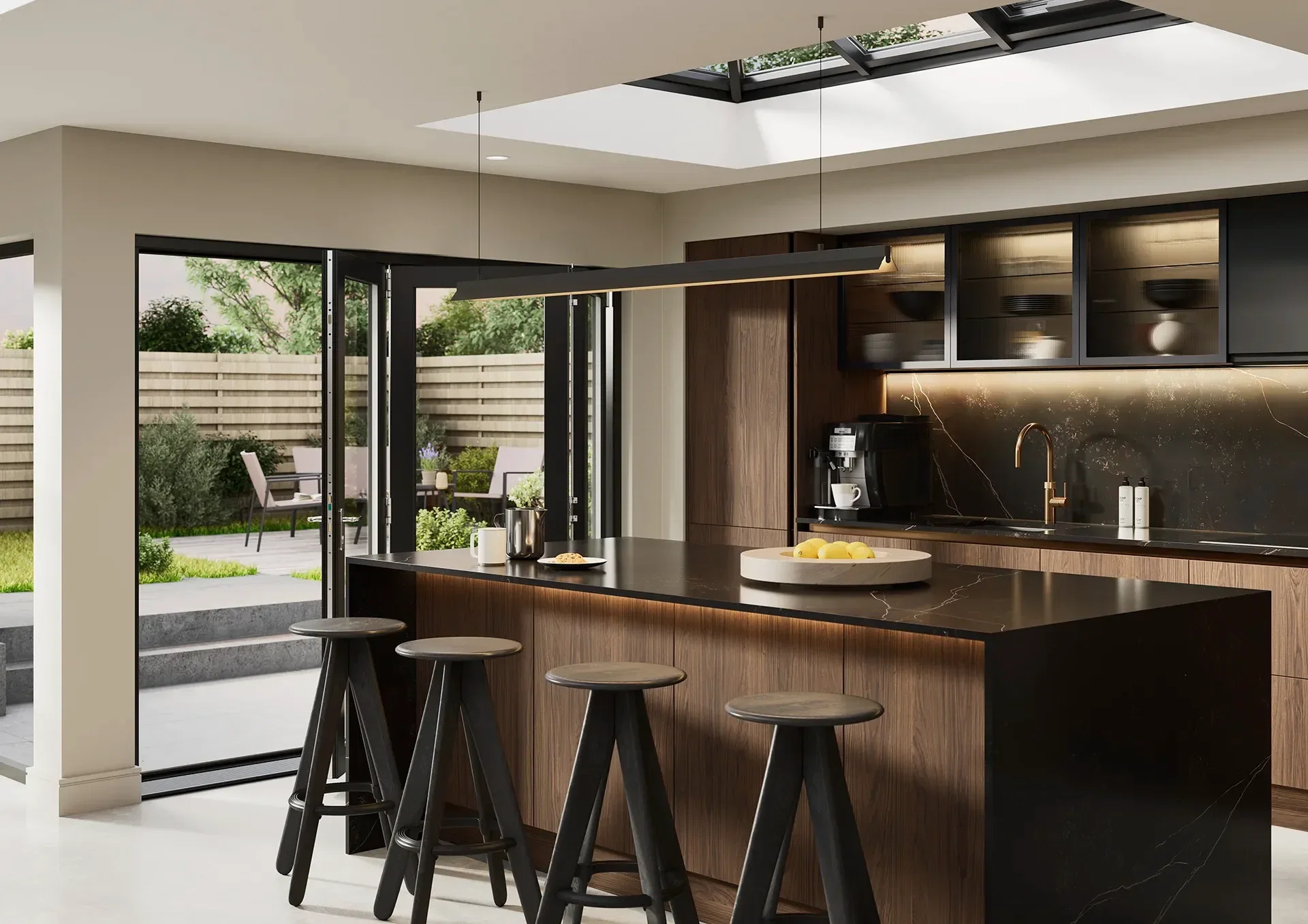 Kitchen with Manhattan Cannon Black and Hamilton Marone Casella Oak doors