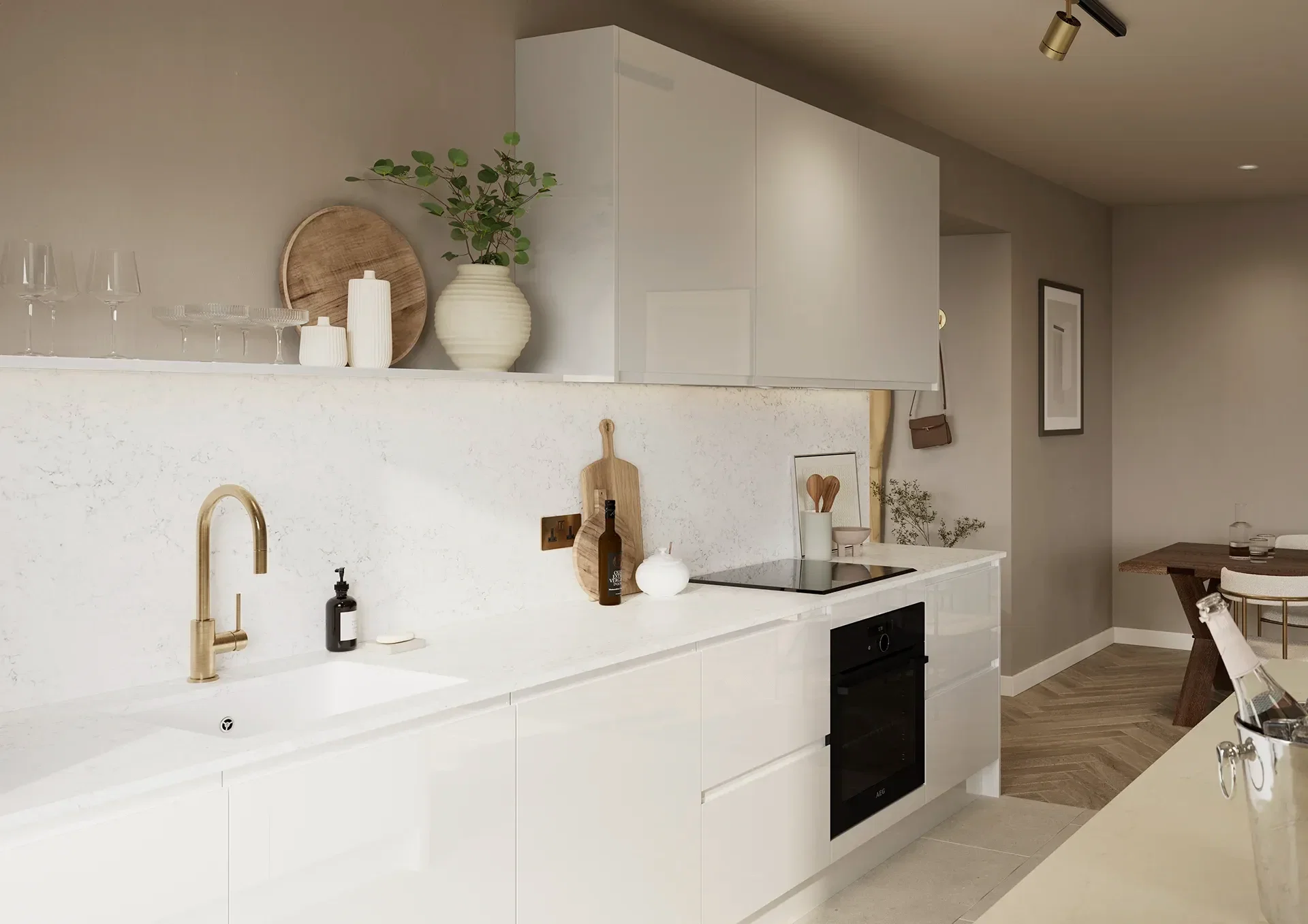 Kitchen with Manhattan Gloss White doors